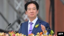 台灣新任總統賴清德在台北舉行的就職典禮上致詞. (2024年5月20日)