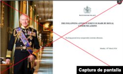 Captura de pantalla sobre publicación que hacía referencia a la supuesta muerte del rey Carlos III en redes sociales.