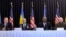 German Defense Minister Boris Pistorius, U.S. Joint Chiefs Chairman General Charles Brown, U.S. Defense Secretary Lloyd Austin and Ukrainian Defense Minister Rustem Umerov attend a Ukraine Defense Contact Group meeting at Ramstein U.S. Air Base, Germany, March 19, 2024.