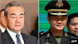 រូបផ្គុំបង្ហាញរូបលោក វ៉ាង យី (Wang Yi) រដ្ឋមន្ត្រីការបរទេសចិន និងលោក ហ៊ុន ម៉ាណែត នាយករដ្ឋមន្ត្រីតែងតាំង។