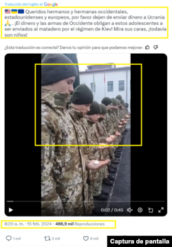 Captura de desinformación en X.
