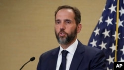 Специјалниот советник Џек Смит зборува за обвинението против поранешниот претседател Доналд Трамп, 1 август 2023 година, во Одделот за правда во Вашингтон, САД.