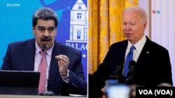 Fotocomposición realizada por la Voz de América en la que aparecen los presidentes de Venezuela y Estados Unidos, Nicolás Maduro y Joe Biden.