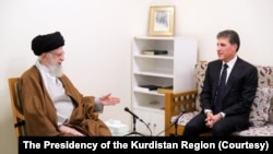 ڕێبەری باڵای ئێران ئایەتوڵا عەلی خامنئەی و سەرۆکی هەرێمی کوردستان نێچیرڤان بارزانی، تاران 6ی پێنجی 2024