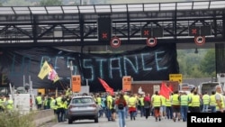 Farmers block the border between Spain and France, during a protest against what they say is unfair competition from outside the European Union, ahead of EU elections, in Irun, Spain, June 3, 2024.