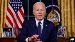 លោកប្រធានាធិបតី Joe Biden ថ្លែងពីសេតវិមាន នៅថ្ងៃទី១៩ ខែតុលា ឆ្នាំ២០២៣អំពីសង្រ្គាមនៅអ៊ីស្រាអែល និងអ៊ុយក្រែន។