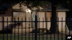 KTRK photo shows the shooting scene, April 29, 2023, in Cleveland, Texas. A man firing his rifle outside, went next door and shot his neighbors after they complained about the noise.
