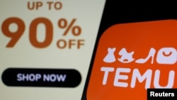 资料照：手机上Temu App和Temu的打折广告 （2023年4月26日）