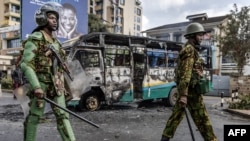 Polisi wa Kenya wakishika doria baada ya ghasia jiji Nairobi. Picha ya maktaba.
