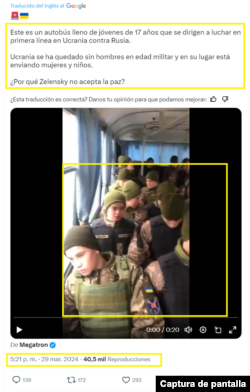 Captura de desinformación en X.