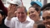 Edmundo González y María Corina Machado en su primer acto de masas juntos. 18 de mayo de 2024. La Victoria, Venezuela
