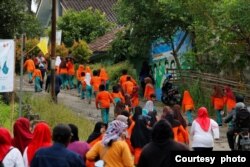GMLS menggelar simulasi evakuasi tsunami di Desa Panggarangan, Lebak, Banten (Courtesy GMLS)