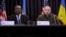 US Secretary of Defense Lloyd Austin and Ukrainian Defense Minister Rustem Umerov attend a meeting of the Ukraine Defense Contact Group at the American military's Ramstein Air Base, Germany, March 19, 2024. 