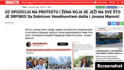 Tekst iz "Večernjih novosti" o pojavljivanju Jovane Marović na protestu "Srbija protiv nasilja"