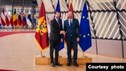 Jakov Milatović, predsednik Crne Gore i Šarl Mišel, predsednik Evropskog saveta (Foto: Kabinet predsednika Crne Gore)