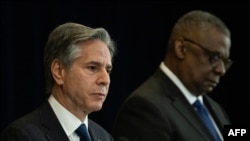 Američki državni sekretar Entoni Blinken i sekretar za odbranu Lojd Ostin u Stejt departmentu 11. aprila 2023. 