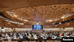 资料照片：第76届世界卫生大会。