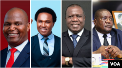 Candidatos presidenciais moçambicanos 2024 - da esquerda para a direita: Daniel Chapo (Frelimo), Venâncio Mondlane (independente apoiado pelo PODEMOS), Lutero Simango (MDM) e Ossufo Momade (Renamo).