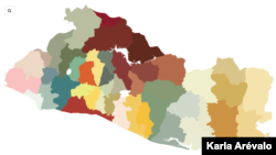 La nueva división política de El Salvador que reduce el número de municipios de 262 a 44. Fotografía Voz de América.