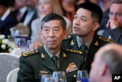中國國防部長李尚福在新加坡出席香格里拉對話。（2023年6月2日）