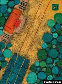 這幅作品名爲“Above Below”，屬於在香港成長的英國畫家李樺(Martin Lever)創作的《示威之上》(Above The Protests)為名的作品系列。(照片由李樺提供)