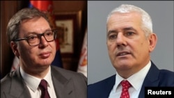 Predsednik Srbija Aleksandar Vučić i Dželal Svećlja, ministar policije Kosova (Foto: Reuters/Zorana Jevtić) 