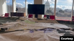 Карта з позначеннями воєнних травм Бучі у офісі Центру Дипломатії та Глобального залучення імені Пенна-Байдена, Вашингтон, США