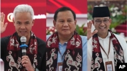 FILE - Foto kombinasi tiga bacapres, dari kiri: Ganjar Pranowo, Prabowo Subianto, Anies Baswedan. 