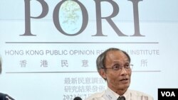 香港民意研究所行政總裁鍾庭耀宣布停止公佈六四事件及市民身份認同等民意調查數據。(美國之音/湯惠芸）