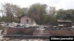 မန္တလေးတိုင်း စဥ့်ကူးမြို့နယ်က ရွာလေးရွာ နေအိမ်တွေကို စစ်ကောင်စီတပ်တွေက မီးရှို့ဖျက်ဆီးသွား။ (photo: Bo King)