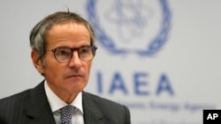 FILE - International Atomic Energy Agency (IAEA) Director General Rafael Grossi arrives at an IAEA Board of Governors meeting in Vienna, Austria, Nov. 22, 2023.