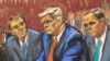 Dibujo de Donald Trump de la comparencia del exmandatario ante la justicia de Estados Unidos por el caso de mal manejo de documentos clasificados.