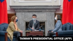 歐洲議會副議長妮古拉∙貝爾（Nicola Beer）與台灣總統蔡英文在台北舉行會晤。（2022年7月20日）