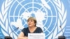 La Alta Comisionada de las Naciones Unidas para los Derechos Humanos, Michelle Bachelet, asiste a su última conferencia de prensa antes del final de su mandato en la ONU en Ginebra, Suiza, el 25 de agosto de 2022. 