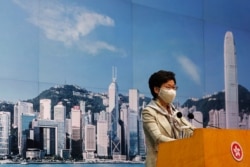 香港特首林鄭月娥在記者會上（2020年6月30日）