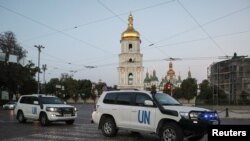 Vehículos de la OIEA se dirigen a Zaporizhzhia desde Kiev este miércoles 31 de agosto.