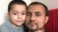 Ibrahim Abliz, a Uyghur refugee in Poland, with his 4-year-old son, in March 2022. (Courtesy of Ibrahim Abliz)
