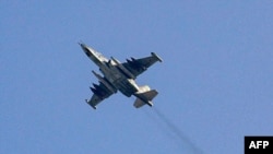 Ndege ya kivita iliyotengenezwa Russia ya Sukhoi-25. DRC inatumia aina hiyo ya ndege kushambulia waasi wa M23 