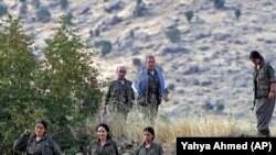 دیمەنی کۆمەڵێک چەکداری پەکەکەیە لە قەندیل لە برواری 13-8-2010.