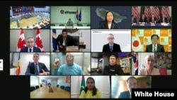 2022年4月28日，多國代表參加美國發起的《未來互聯網宣言》在線簽署儀式（白宮網站截圖）