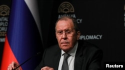 FILE - Russian Foreign Minister Sergey Lavrov attends a news conference, in Antalya, Turkey, March 10, 2022.
