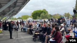 多个南加州台湾裔美国社区团体2022年5月21日召开记者会，呼吁停止仇恨暴力犯罪。（美国之音记者李逸华摄）