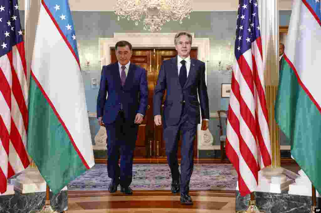 AQSh Davlat kotibi Entoni Blinken va O'zbekiston Tashqi ishlar vaziri Vladimir Norov, Vashington, 12-dekabr, 2022