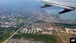 A fuel terminal is seen from a plane in Port-au-Prince, Haiti, Nov. 4, 2022. 