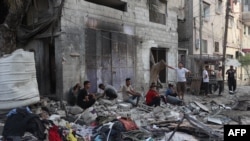 加沙南部拉法城的蘇爾坦社區遭到以色列空襲。（2024年5月20日）