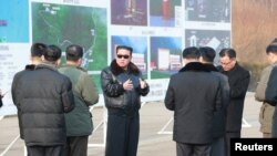 North Korean leader Kim Jong Un gives field guidance at the Seohae satellite launch site