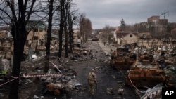 Uharibifu katika kitongoji cha Bucha kwenye mji mkuu wa Kyivi nchini Ukraine