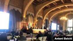 Imagen de reunión de la Sociedad Interamericana de Prensa (SIP), el miércoles 5 de mayo de 2021. [Foto: Antoni Belchi, VOA].