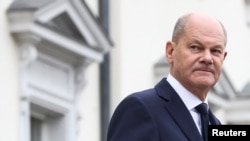 2024年11月7日，德国总理奥拉夫·朔尔茨离开德国柏林贝尔维尤宫。