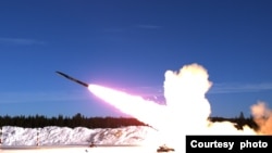 A Ground-Launched Small Diameter Bomb is fired in this undated handout image. (Copyright Saab AB)